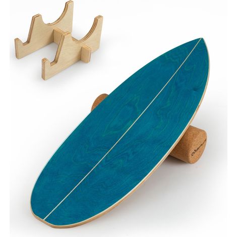 Balance Board Set - Birch Wood, Cork Roller, Storage Rack (1/5)