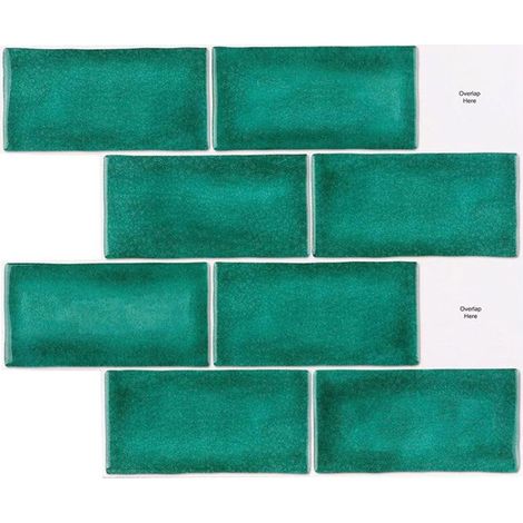 Papier Peint Carrelage Autocollant Vert 30 x 25 cm Style Mosaïque Sticker Mural Film Décoratif Imperméable (1/4)