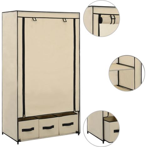 Garde-robe,Armoire Crème 87 x 49 x 159 cm Tissu CFW53865 (1/5)