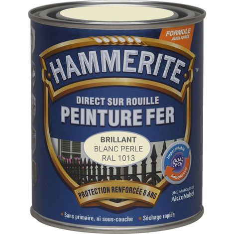 Peinture Direct Sur Rouille Laqué - Blanc Perle RAL 1013 - 2,5 L - Hammerite
