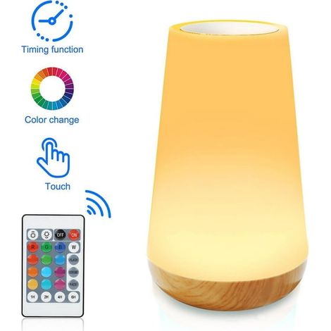 Veilleuse LED 360° Multicolore, Lampe de Chevet Rechargeable à Toucher, Luminosité Réglable avec Télécommande, Idéale Chambre à Coucher et Salon (1/5)