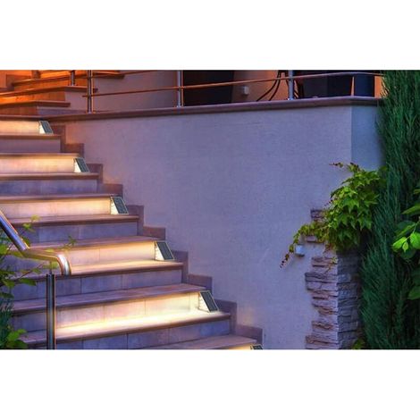 Lot de 2 lampes solaires LED pour marches d'escalier extérieures, décoration de jardin (blanc chaud) (1/3)