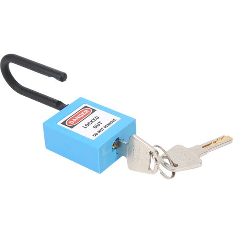 Cadenas de sécurité en nylon anti-corrosion 38mm avec clé pour procédure lockout tagout - Bleu (1/5)