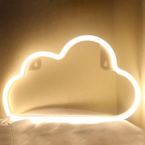 Néon Nuage LED - 1 Pièce - Silicone - Décoration Murale - Chambre Enfant Fête - 30x19 cm Blanc Chaud (1/5)
