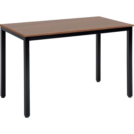 Computertisch/Esstisch, große Tischplatte 120 x 60 x 74 cm (L x B x H), Spanplatte, Walnuss- und schwarze Metalloberfläche