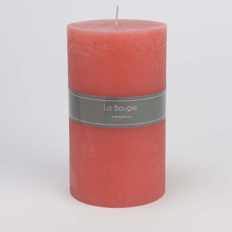 Amadeus - Bougie maxi cylindre Corail 10 X 17 cm (lot de 6)