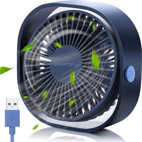 Ventilador USB MINKUROW, mini ventilador, ventilador silencioso, ventilador USB silencioso portátil, USB ajustable de 3 velocidades, ventilador USB para acampar, oficina, deportes, viajes, alimentado 