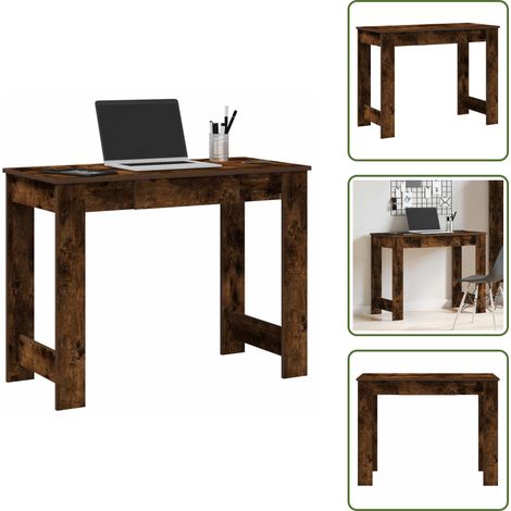 vidaXL Bureau chêne fumé 100x45x75 cm bois d'ingénierie (1/5)