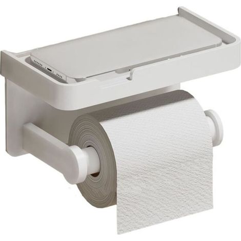 Portarotolo da parete in alluminio bianco – Mensola integrata, design moderno e minimalista per il bagno