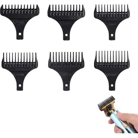 6 Pièces Sabot Tondeuse pour Homme, Peigne Rasoir de 1 à 6mm, Accessoires de Coupe de Cheveux, Sabot de Remplacement Compatible avec la Plupart des Tondeuses (1/5)