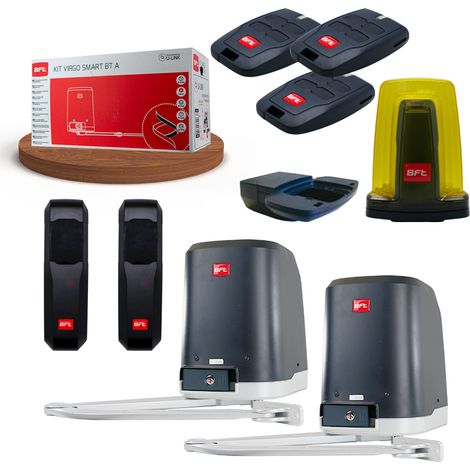 BFT – Kit de motorisation de portail 2 battants 24V – Moteurs 110W avec bras articulés – Centrale THALIA avec récepteur – Photocellules et émetteurs inclus (1/2)