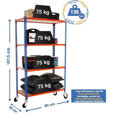 Simonrack Maderclick Mobile Mini 4/400 scaffale blu e nara
