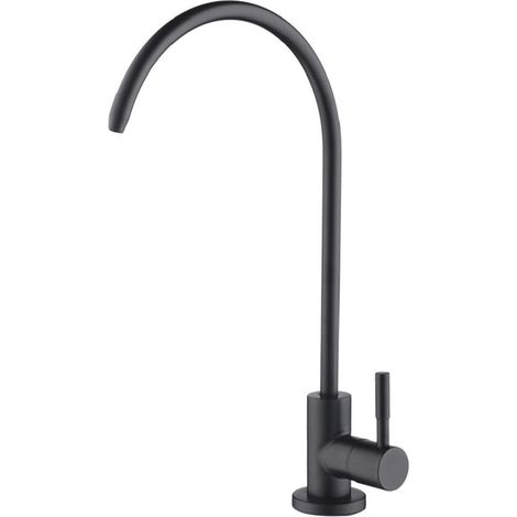 Grifo de agua potable negro mate, grifo purificador de agua para cocina para sistema de filtración de agua por ósmosis inversa sin espacio de aire, acero inoxidable. (1/5)