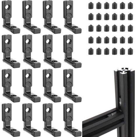 Satz mit 16 T-förmigen Innenwinkeln 2020 M5 mit 36 Schrauben – Aluminiumprofil – 6-Nut-T-Profil – 90° – L-förmig – Verbinder (1/4)