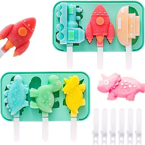 Allecto Plus, Moldes de silicona para paletas heladas para niños, Moldes creativos para paletas heladas DIY, Sin BPA, Reutilizables, 2 piezas (1/5)
