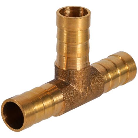 QORVA- Connecteur de menuisier de tuyau de carburant à 3 voies, pièce en T en laiton, 10mm pour tuyau de gaz, d'huile et d'air comprimé