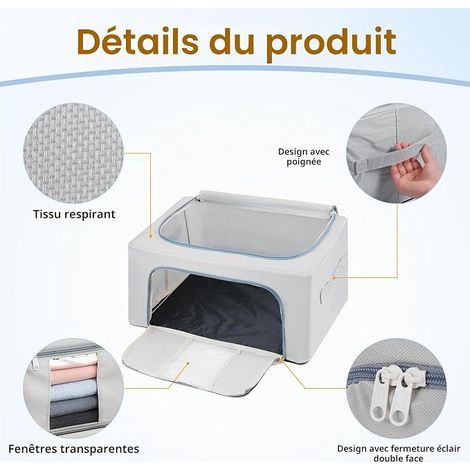 Boîtes de Rangement Vetement, 40x30x20 cm Panier de Rangement Pliables, Rangements Vetement pour Chambre à Coucher, Boite Rangements Tissu pour Livres Jouets (1/4)