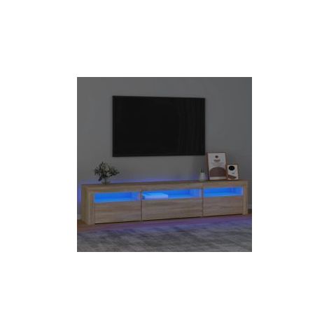 Meuble TV avec lumières LED Chêne sonoma 195x35x40