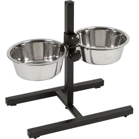 Bar à alimentation chiens/chats avec 2 gamelles inox (1/3)