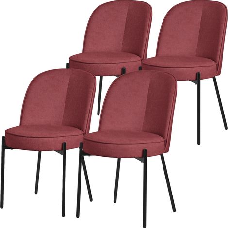 ML-Design Set 4 Sedie da Sala Pranzo Rossa in Poliestere Gambe in Metallo, Struttura in Acciaio, con Schienale Semi-Rotondo, Poltrone Ergonomiche, Poltroncine Imbottite per Soggiorno e Cucina (1/5)