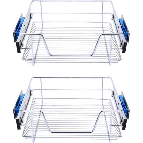 Set of 2 Pull Out Wire Basket Kitchen Cabinet Larder Organizer Cupboard Drawer, 50CM (1/5)