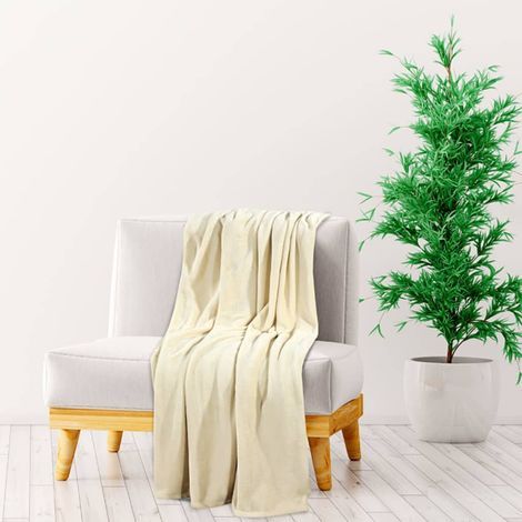 Couverture couleur crème 130 x 170 cm en polyester (1/5)