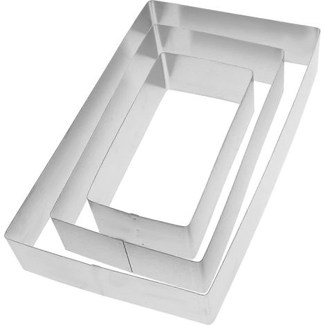 Ensemble de 3 cercles à mousse en acier inoxydable, moule rectangulaire pour tiramisu, emporte-pièce pour fromage, moule à pâtisserie, outil de cuisson-25X15X4.5cm