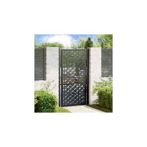 Portail de jardin noir 105x180 acier conception croisée (1/5)