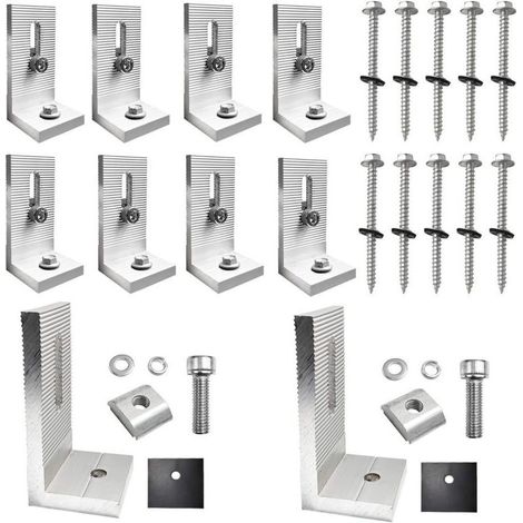 10 Pièces Ensemble Equerre Metal Fixation, 90° Equerre Fixation Panneaux Solaires, équerre étagère Photovoltaïque de Type L, pour Installation de Panneaux Solaires
