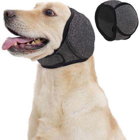 Calming dog hoodie, waterproof bath cap for anxiety relief, noise reduction, ear protection for bruising, fireworks, bathing (grey, size L) (1/5)