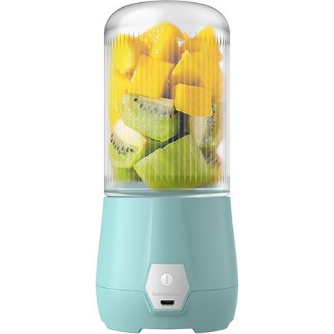 Mini mixeur portable sans fil pratique, mini-extracteur de jus, gobelet à fruits, bleu. Vente en gros par USB. (1/4)