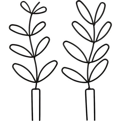 Tuteur Pour Plantes - Forme De Feuille - En Fer - Pour Intérieur Et Extérieur - 2 Pièces (1/4)