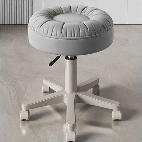 Fauteuil de salon de coiffure en cuir gris, réglable et rotatif, chaise moderne pour salon et bureau (1/5)