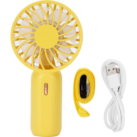 Ventilateur USB portable avec vitesse réglable - Mini ventilateur de bureau rechargeable pour maison et bureau - Jaune (1/5)