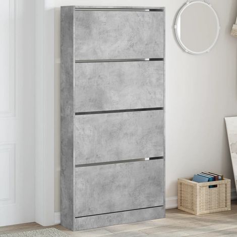 Zapatero 4 cajones abatibles gris hormigón 80x21x163,5cm