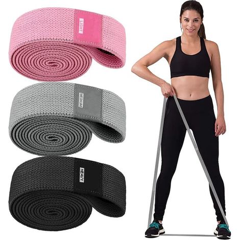 Bandes de résistance longues, bandes d'assistance pour tractions en tissu (lot de 3), bandes élastiques épaisses en tissu pour l'entraînement, ensemble de bandes de fitness pour les jambes, les cuisse (1/5)