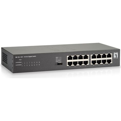 LevelOne GEU-1621 switch di rete Gigabit Ethernet (10/100/1000) Grigio (1/4)