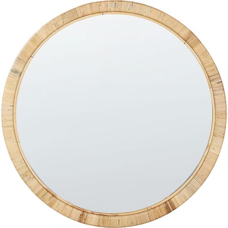 Wandspiegel ANLEZY 80 cm 80 cm Rattan Naturfarben