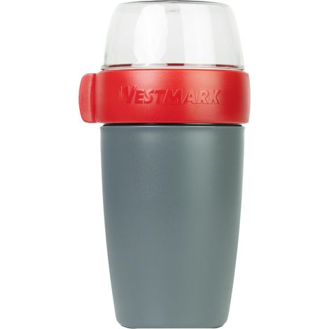 Gobelet à céréales - Gobelet à yaourt pratique à emporter - Idéal pour céréales, soupe, porridge ou yaourt - Passe au micro-ondes et au congélateur - 700 ml - Sans BPA - Gris (1/5)