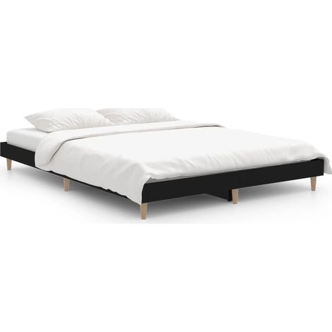 Lit double Lit adulte Cadre de lit sans matelas noir 140x190 cm bois d'ingénierie (1/5)