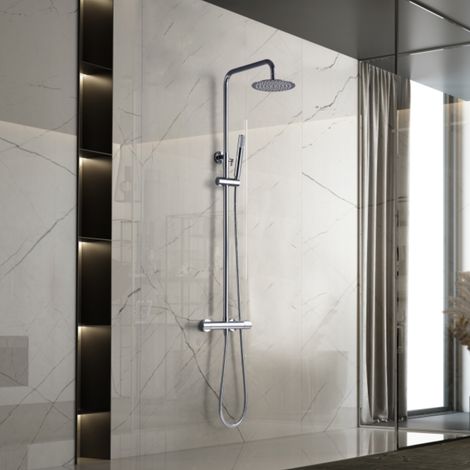 Imex - Columna Ducha Termostatica con Grifo Cromado Serie Génova