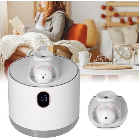 Humidificateur grande capacité 500 ml, humidificateur veilleuse vaisseau spatial, humidificateur de voiture, rechargeable par USB, blanc (1/5)