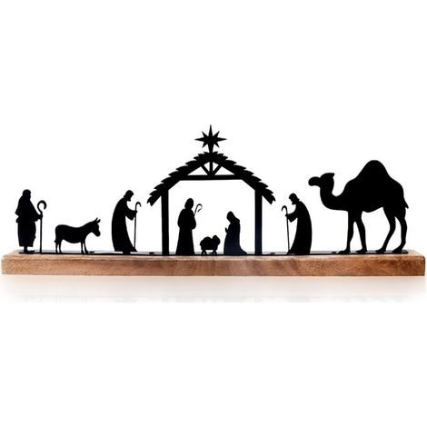 Presepe natalizio in legno e metallo MANGO 51x5x18 cm