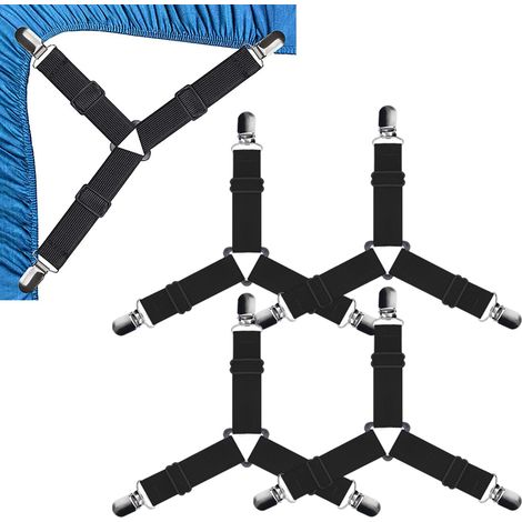 Attache Drap Housse Triangle Matelas Élastique Tendeur de Draps Réglable Élastiques Sangles Soutient Réglables 4 Pièc (1/5)