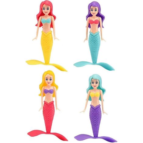 Ensemble de 4 jouets de plongée interactifs pour enfants : sirènes, bâtons de plongée et jeux. Idéal pour l'apprentissage de la natation, les jeux dans la piscine et les activités aquatiques. (1/5)