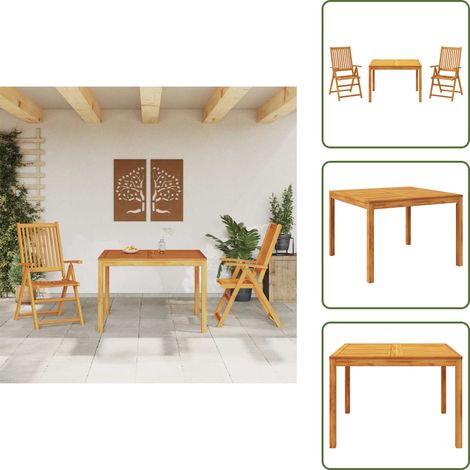 3-tlg. Garten-Essgruppe Massivholz Akazie - Gartenmöbel - Esstisch - Gartenstuhl - Akazienholz - Holztisch