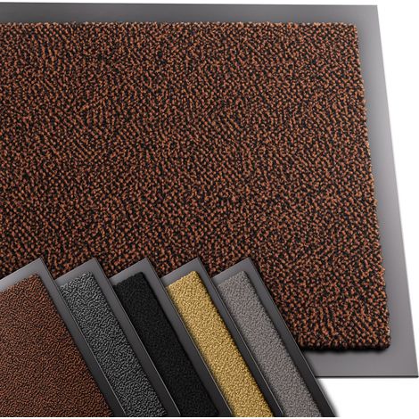 Vounot – Tapis de porte rectangulaire 40x60cm – Antidérapant, lavable, imperméable – Polypropylène et vinyle – Marron-Noir