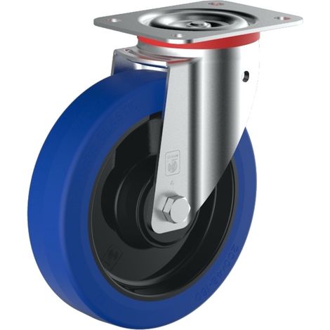 Roulette pivotante caoutchouc EASYROLL® BLEU diamètre 100 mm roulement à rouleaux - 180 Kg