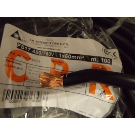 Cavi al metro cavo unipolare cordina fs17 nero sezione 1x50mmq n07v-k1x50ne fs17-1x50ne