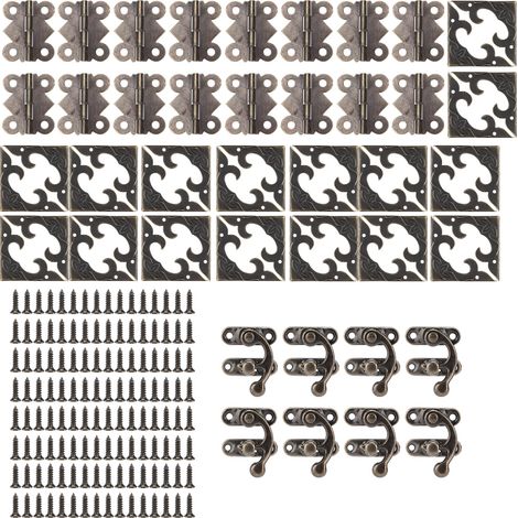 Kit de quincaillerie pour boîtes, fer, boucle rétro, verrous, charnières, protections d'angle, décoration, emballage (1/5)